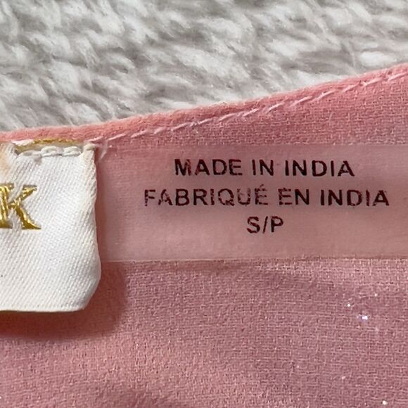 Ramy Brook Ora Metallic Print Maxi Dress Sz SP Pink Long Sleeve Crossover V-Neck - Picture 14 of 16